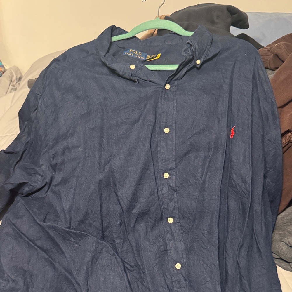 Ralph Lauren Dark Blue Shirt with Green Accents